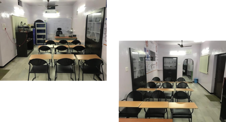 Collage of two shots of the interior of a plc scada training classroom