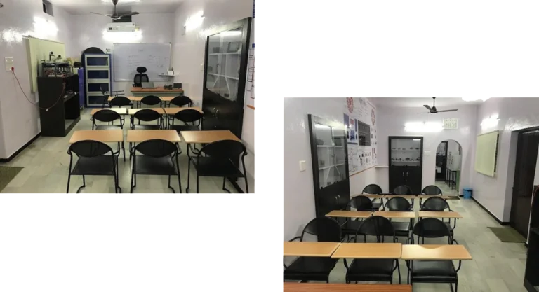 Collage of two shots of the interior of a plc scada training classroom